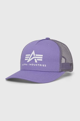Alpha Industries sapca culoarea negru, cu imprimeu violet