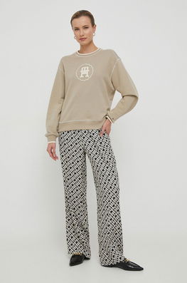 Tommy Hilfiger pantaloni femei, culoarea negru, lat, high waist Dama