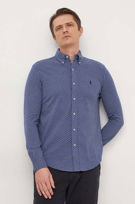 Polo Ralph Lauren camasa din bumbac barbati, cu guler button-down, regular albastru