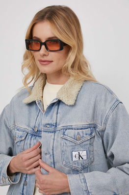 Calvin Klein Jeans geaca jeans femei, de tranzitie albastru Dama