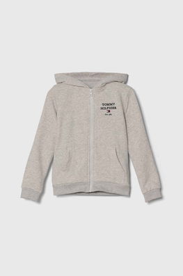 Tommy Hilfiger bluza copii culoarea gri, cu glugă, cu imprimeu , Cardigane Barbati