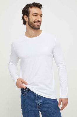 BOSS longsleeve lounge culoarea alb, neted Barbati