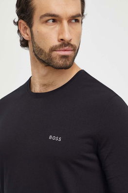 BOSS longsleeve lounge culoarea negru, neted Barbati