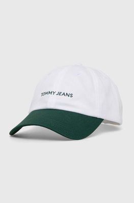 Tommy Jeans șapcă de baseball din bumbac culoarea alb, modelator Barbati