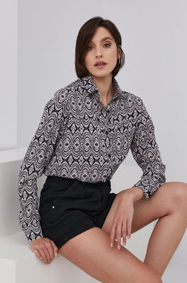 Answear Lab Cămașă femei, culoarea albastru marin, cu guler clasic, relaxed bleumarin Dama