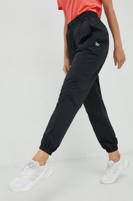 Reebok Classic pantaloni de trening femei, culoarea negru, neted Dama