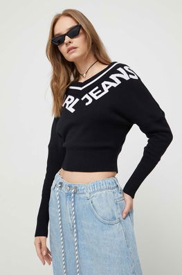 Karl Lagerfeld Jeans pulover de bumbac culoarea negru Dama