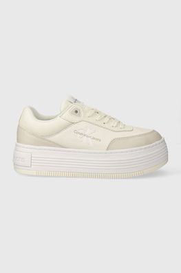 Calvin Klein Jeans sneakers BOLD FLATF LOW LACE MIX ML FAD culoarea bej, YW0YW01316 Dama