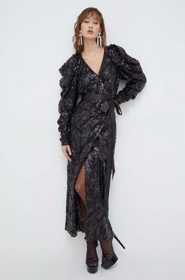 Rotate rochie culoarea negru, midi, drept Dama