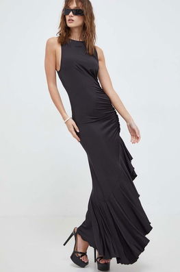Rotate rochie culoarea negru, midi, mulata Dama