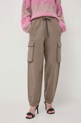 Miss Sixty pantaloni de trening din bumbac culoarea maro, neted Dama