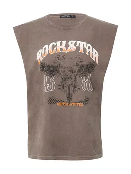 Nasty Gal Top 'Rockstar Motorbike' maro / portocaliu / negru / alb
