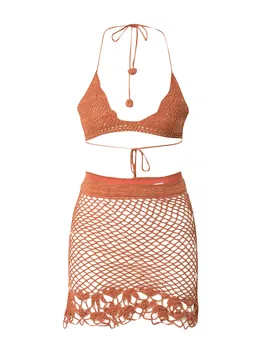Nasty Gal Costum de baie două piese roșu ruginiu