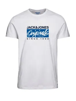 JACK & JONES Tricou 'RACES' albastru / negru / alb