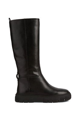Geox Ghete De Piele Isotte Femei, Culoarea Negru, Cu Toc Plat Dama